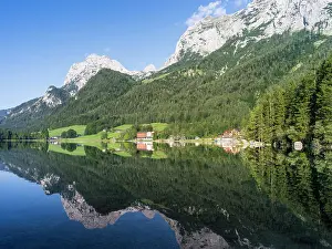 Hintersee: The romantic lake Hintersee, at morning