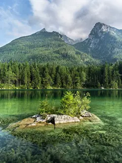Hintersee: The romantic lake Hintersee with Mt. Hochkalter