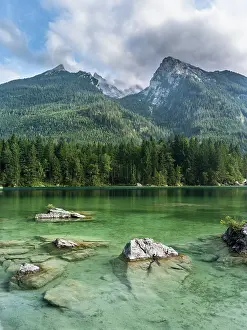 Hintersee: The romantic lake Hintersee with Mt. Hochkalter