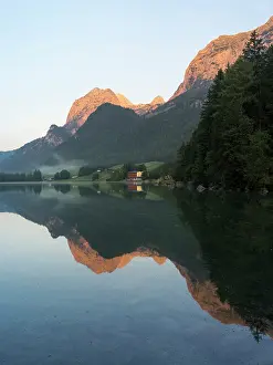 Hintersee: The romantic lake Hintersee, sunrise with