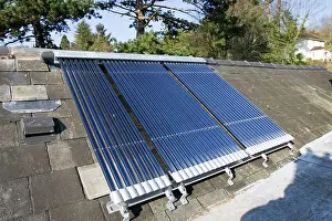 Evacuated: Roof mounted Vaillant aurotherm evacuated tube