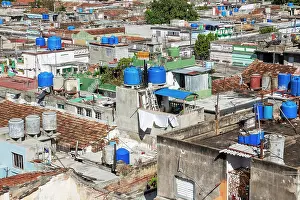 Poverty: Rooftop cisterns in a backstreet quarter of Cienfuegos