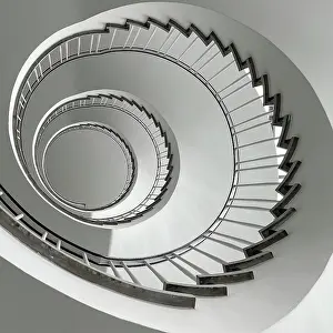 Spiral: Round staircase photographed from bottom to top