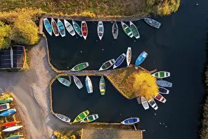 Rowing: Rowing boats in the harbour from above, Seehausen