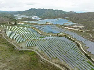 Rows: Rows of solar panels at the photovoltaic plant of