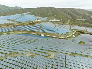 Rows: Rows of solar panels at the photovoltaic plant of
