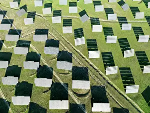 Energy: Rows of solar panels at a photovoltaic plant near