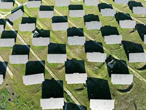 Energy: Rows of solar panels at a photovoltaic plant near