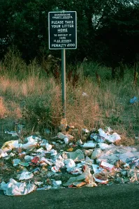 Notice: Rubbish - litter dumped at roadside next to No