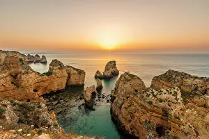 Algarve: Rugged rocky coast with cliffs of sandstone, rock