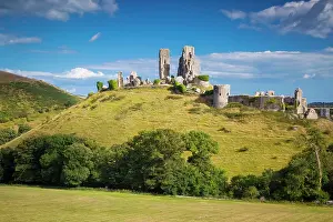 Medieval: Ruins of Corfe Castle near Wareham, Isle of Purbeck