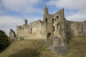Hilltop: Runins of Warkworth hilltop medieval castle, with