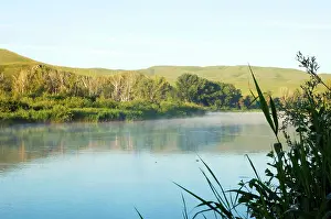 Ural: Russia - Morning mist over river Sakmara - a tributary