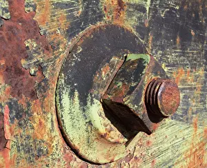 Wagon: Rusty bolt and weathered colours at a wagon in