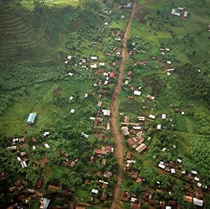 Encroachment: Rwanda - Aerial view of Africa, Intensive agriculture