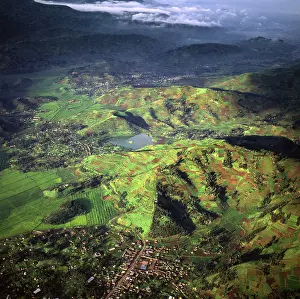 Encroachment: Rwanda - Aerial view of Africa, Intensive agriculture