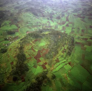 Encroachment: Rwanda - Aerial view of Africa, Intensive agriculture