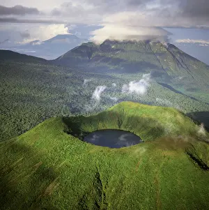 Craters: Rwanda - Aerial view of Africa, Mount Visoke with