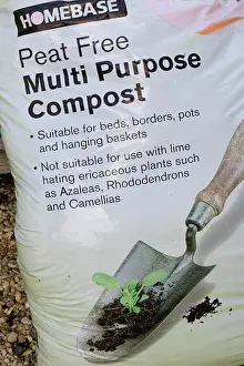 Sack: Sack of peat free multi purpose compost, Cotswolds, UK