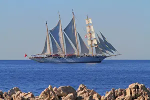 Driving: Sailing cruise ship, Star Flyer, at Cap Martin on