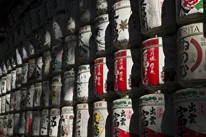 Wrapped: Sake barrels - wrapped in straw (kazaridaru in Japanese