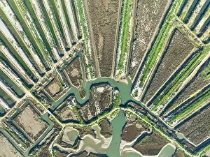 Directly: Saline ponds at the salt works of Isla Cristina