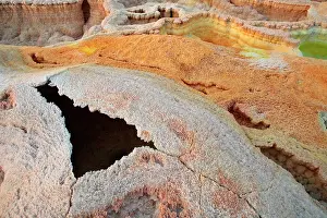 Depression: Salt concretions coloured by sulphur, potassium