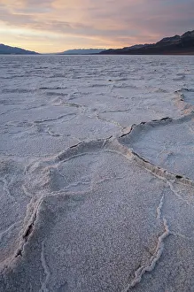 Badwater: Salt crusts at dusk at the Badwater Basin salt
