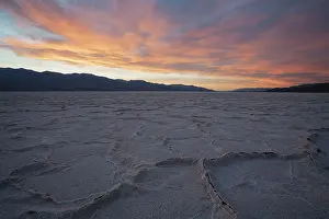 Badwater: Salt crusts at dusk at the Badwater Basin salt