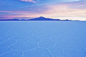 Salar: Salt hexagon patterns change color at sunset on the Salar de