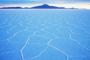 Salar: Salt hexagon patterns change color at sunset on the Salar de