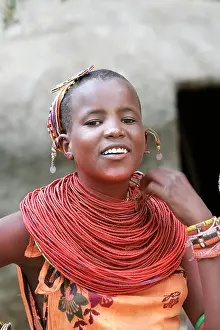 Necklace: Samburu dancer - girl, wearing beaded necklace