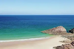 Sandy beach, Cap Fr&, x9a25;l, Brittany, France