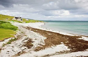 Croft: Sandy beach and croft on Berneray (Bearnaraigh)