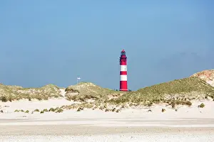 Direction: Sandy beach with lighthouse, Amrum, North Frisian