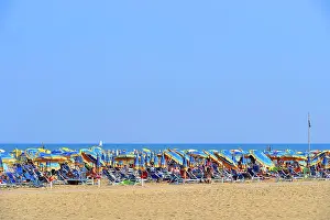 Adriatic: Sandy beach, sea, sun loungers and parasols, Bibione