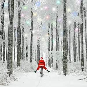 Bicycle: Santa on a bike in the snow