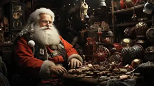 Working: Santa claus working in his workshop. generative