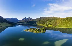 Mangfall: Schliersee with island W&, x1b2d28; and Brecherspitze
