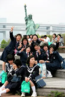 Kids: School class excursion to Odaiba, Tokyo, Japan