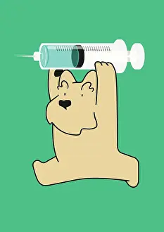 Scottie Friends: Scottie Dog carrying a giant hypodermic syringe