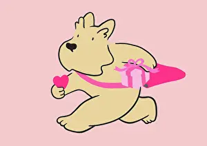 Delivering: Scottie Dog delivering heart and gift