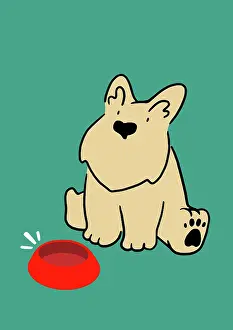 Scottie Friends: Scottie Dog sitting with empty food bowl