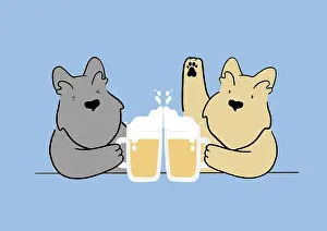 Celebrations: Two Scottie Dogs drinking together