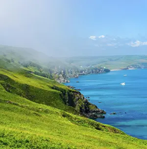 Devon: Sea Fret over Cliffs, Start Point Lighthouse, Tr