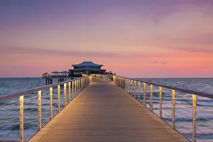 Pier: Seabridge with restaurant at sunrise - Timmendorfer
