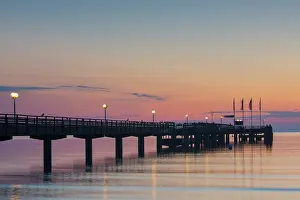 Pier: Seabridge Scharbeutz at dawn - Germany