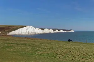 Sussex: SEAFORD, SUSSEX/UK - APRIL 5 : Man Sitting on a