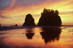 Seastacks: Seastacks at 2nd beach, from Lapush, at sunset