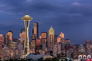 Hour: Seattle skyline at dusk, Seattle, Washington State